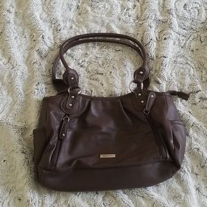 Brown Faux Leather Shoulder Bag